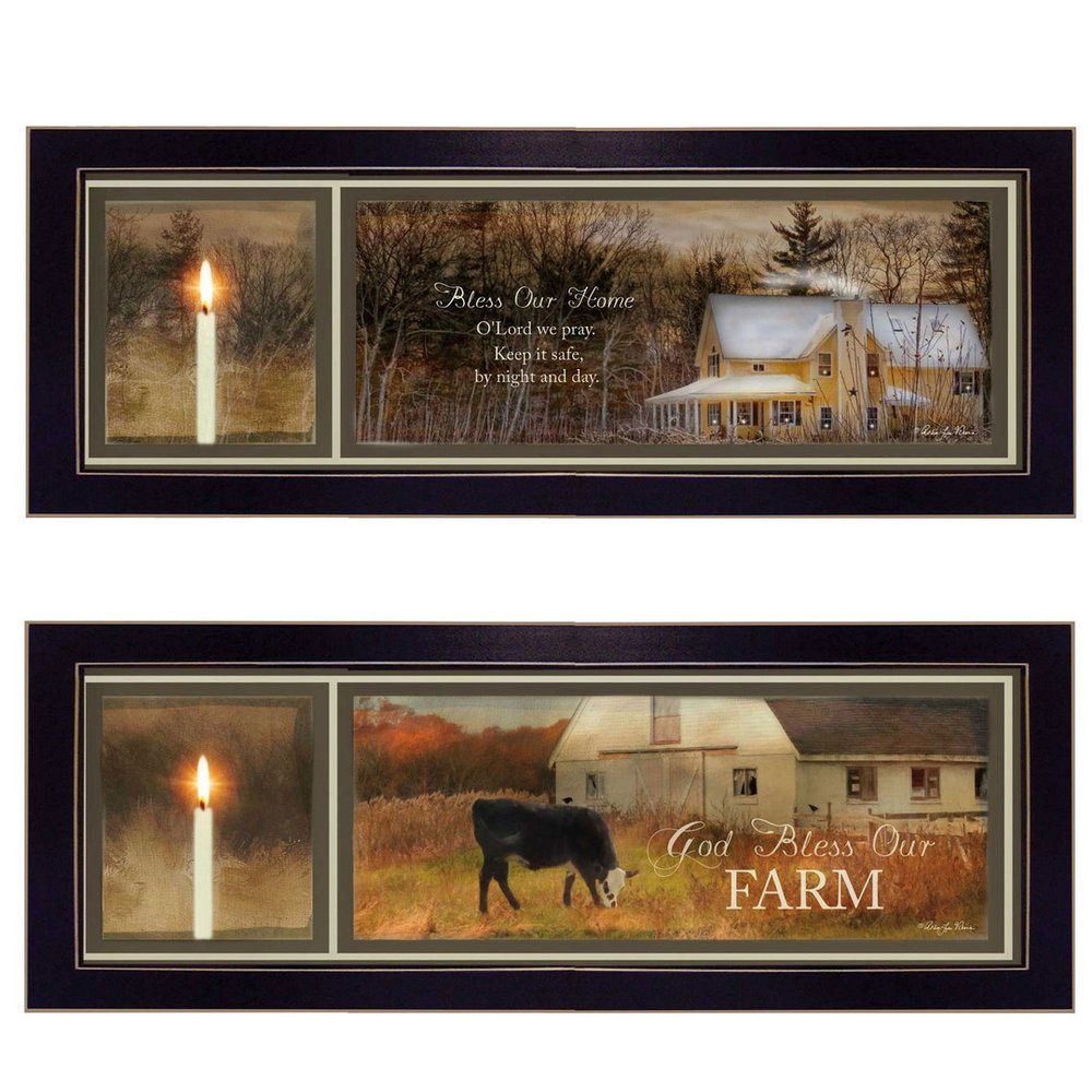 Set Of Two Bless Our Home Black Framed Wall Art