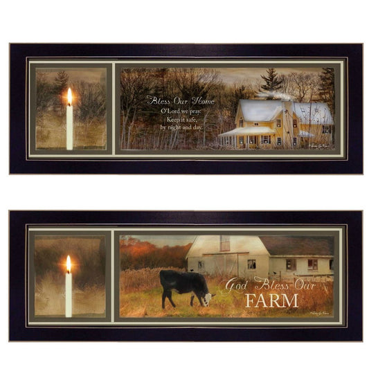Set Of Two Bless Our Home Black Framed Wall Art