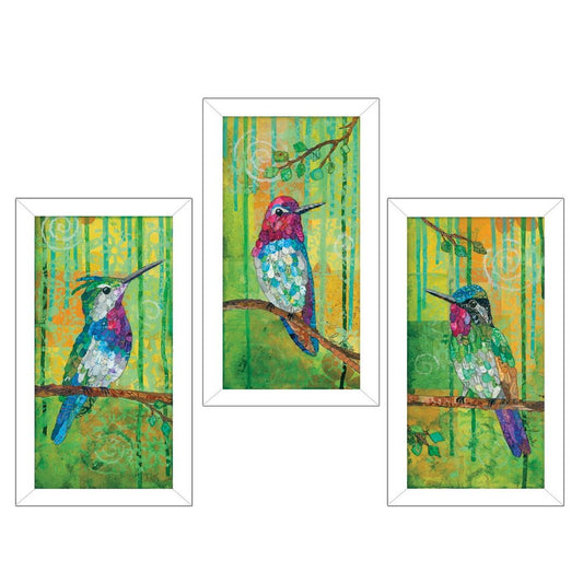 Set Of Three Three Hummingbirds Collection White Framed Wall Art