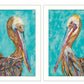 Set Of Two Pelicans White Framed Print Wall Art