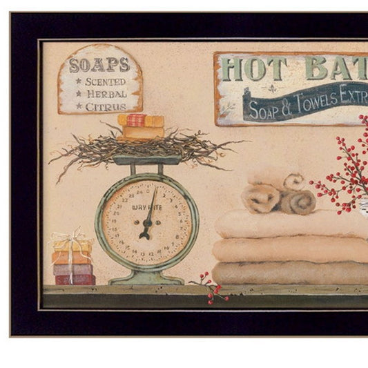 Set Of Two Country Bath III 1 Black Framed Bathroom Wall Art