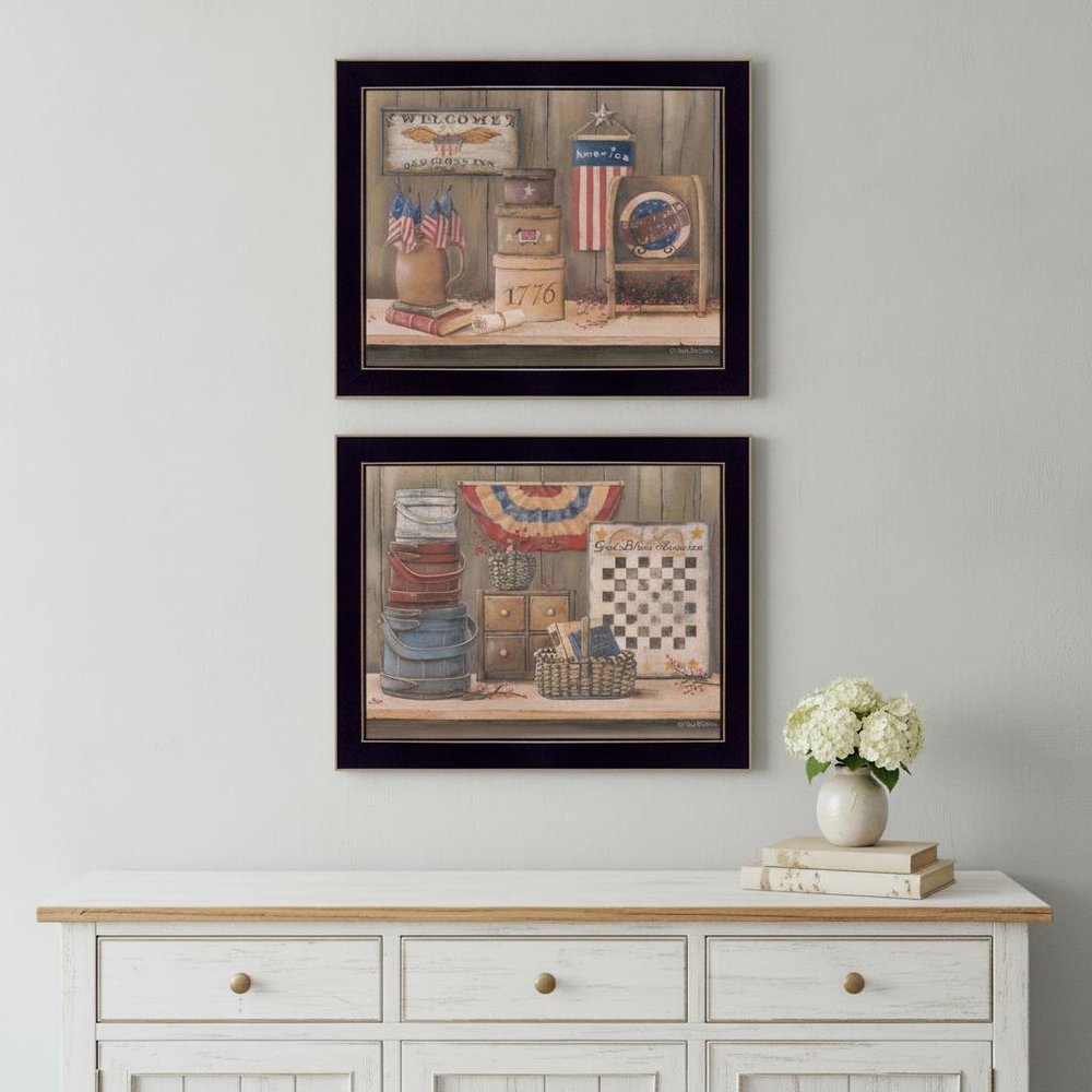 Set Of Two Sweet Land of Liberty 1 Black Framed Print Wall Art