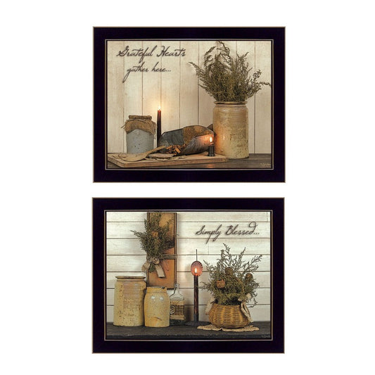 Set Of Two Blessed Gathering Black Framed Print Wall Art