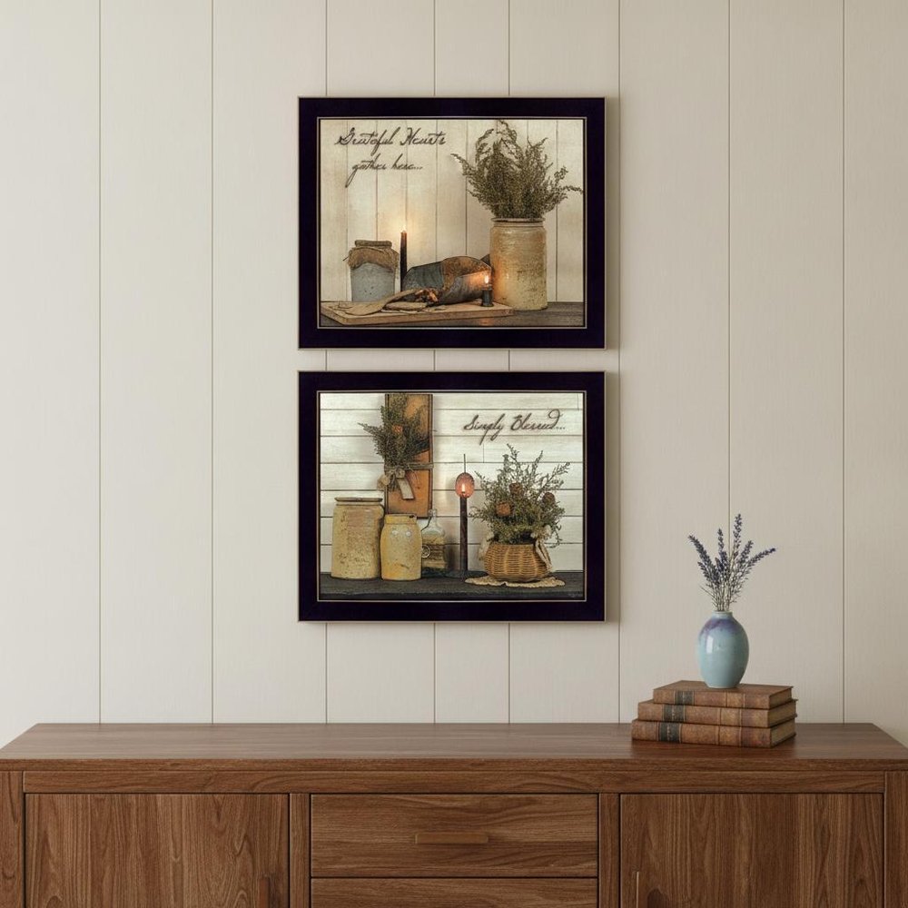 Set Of Two Blessed Gathering Black Framed Print Wall Art