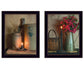Set Of Two Americana Country Candlelight Black Framed Print Wall Art