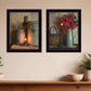 Set Of Two Americana Country Candlelight Black Framed Print Wall Art