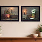 Set Of Two Baskets and Flowers Black Framed Print Wall Art