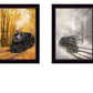 Set Of Two Vintage Locomotives Black Framed Print Wall Art