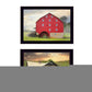 Set Of Two Mail Pouch Red Barn and Mill  Black Framed Print Wall Art
