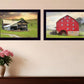 Set Of Two Mail Pouch Red Barn and Mill  Black Framed Print Wall Art