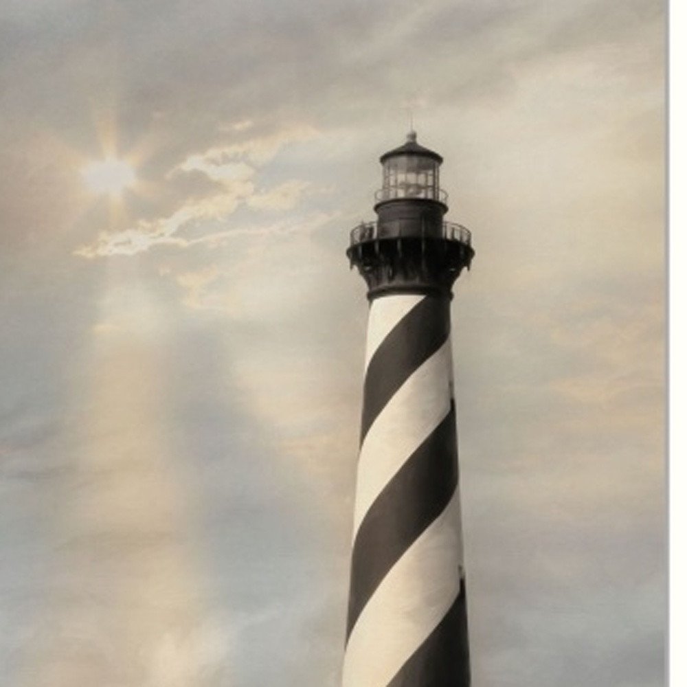Set Of Two Cape Hatteras Lighthouse and Sea Shells 2 White Framed Wall Art