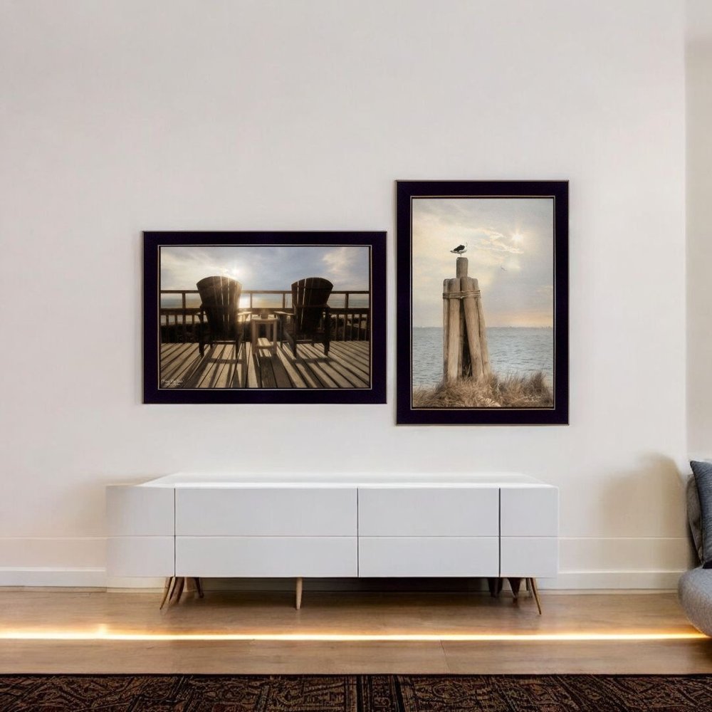 Set Of Two By The Sea 1 Black Framed Wall Art
