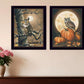 Set Of Two Autumn Owls Black Framed Print Wall Art