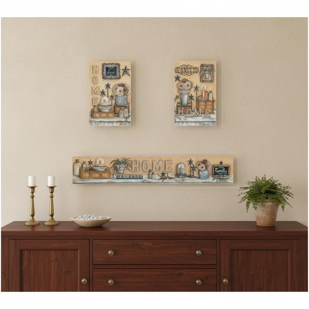 Set Of Three Where Family and Friends Gather 2 White Framed Print Wall Art