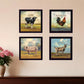 Set Of Four Farm Animals 1 Black Framed Print Wall Art