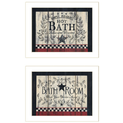 Set Of Two Hot Bath 10 White Framed Print Bathroom Wall Art