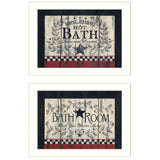 Set Of Two Hot Bath 3 White Framed Print Bathroom Wall Art
