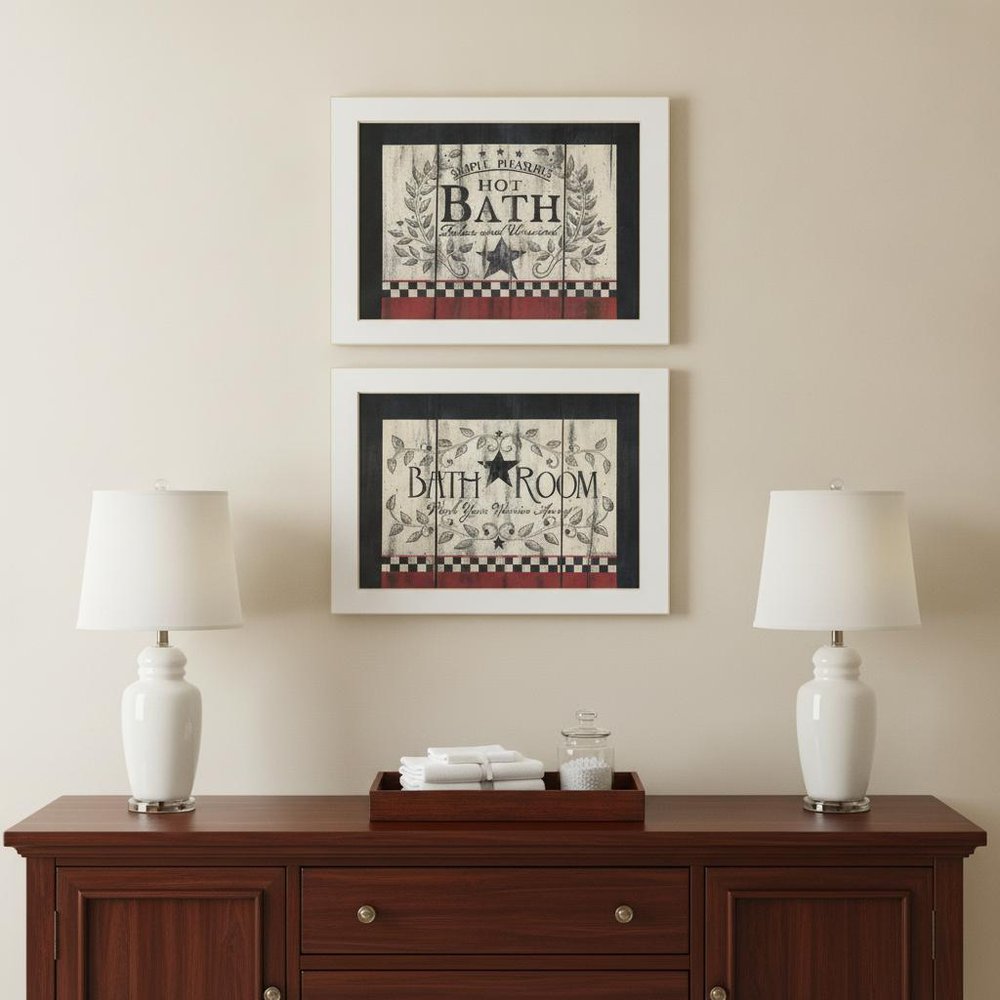 Set Of Two Hot Bath 3 White Framed Print Bathroom Wall Art