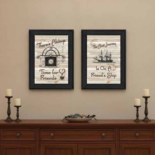 Set Of Two Friendship Journey 1 Black Framed Print Kitchen Wall Art