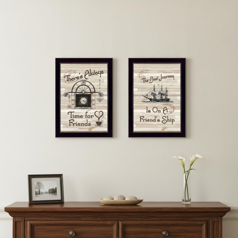 Set Of Two Friendship Journey 2 Black Framed Print Kitchen Wall Art