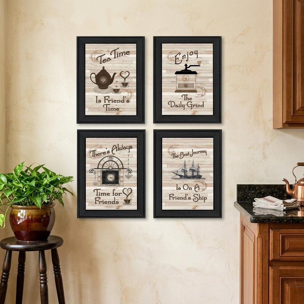 Set Of Four Friendship 1 Black Framed Print Kitchen Wall Art