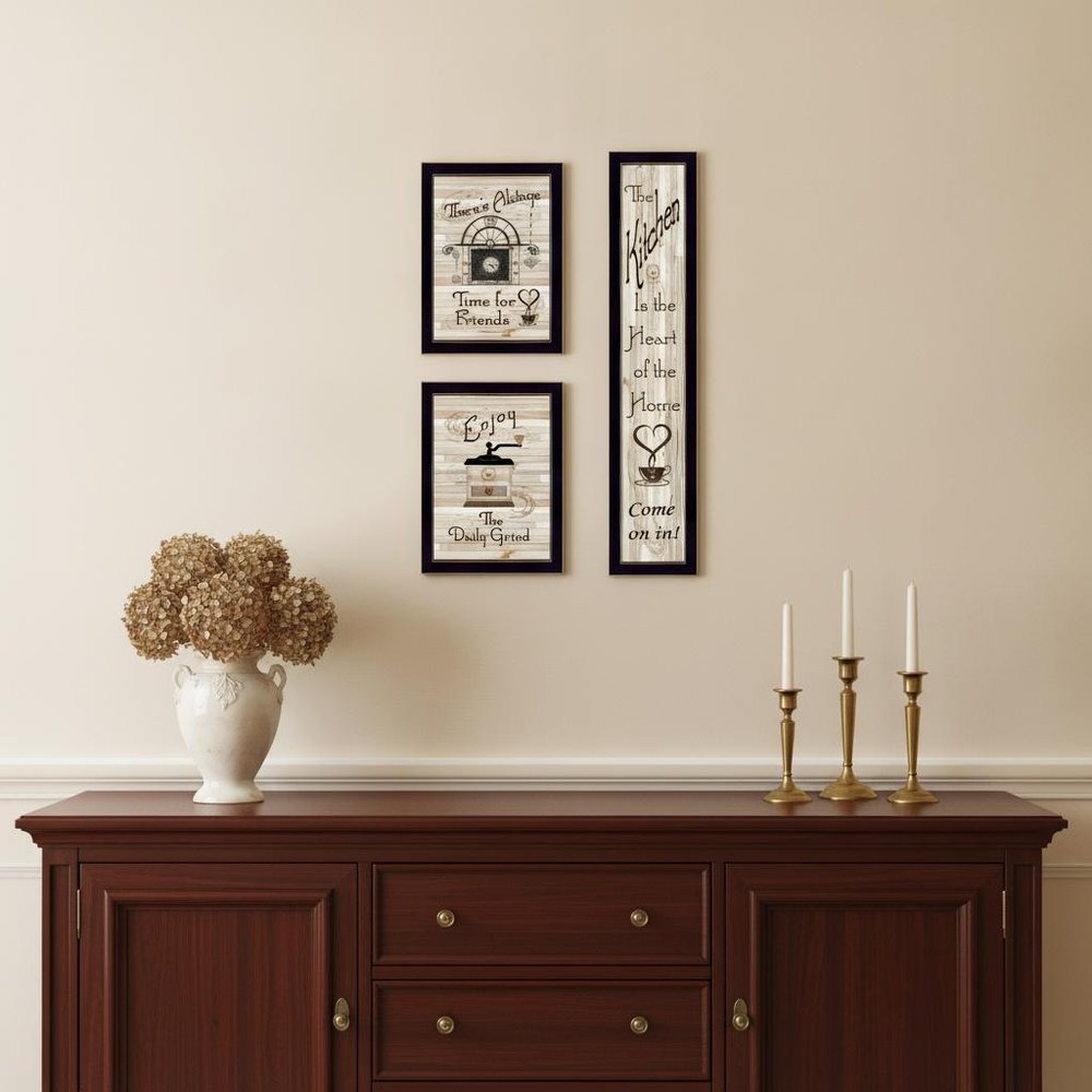 Set Of Three The Kitchen Collection I 4 White Framed Print Kitchen Wall Art