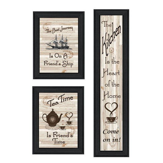 Set Of Three The Kitchen Collection II 3 Black Framed Print Kitchen Wall Art