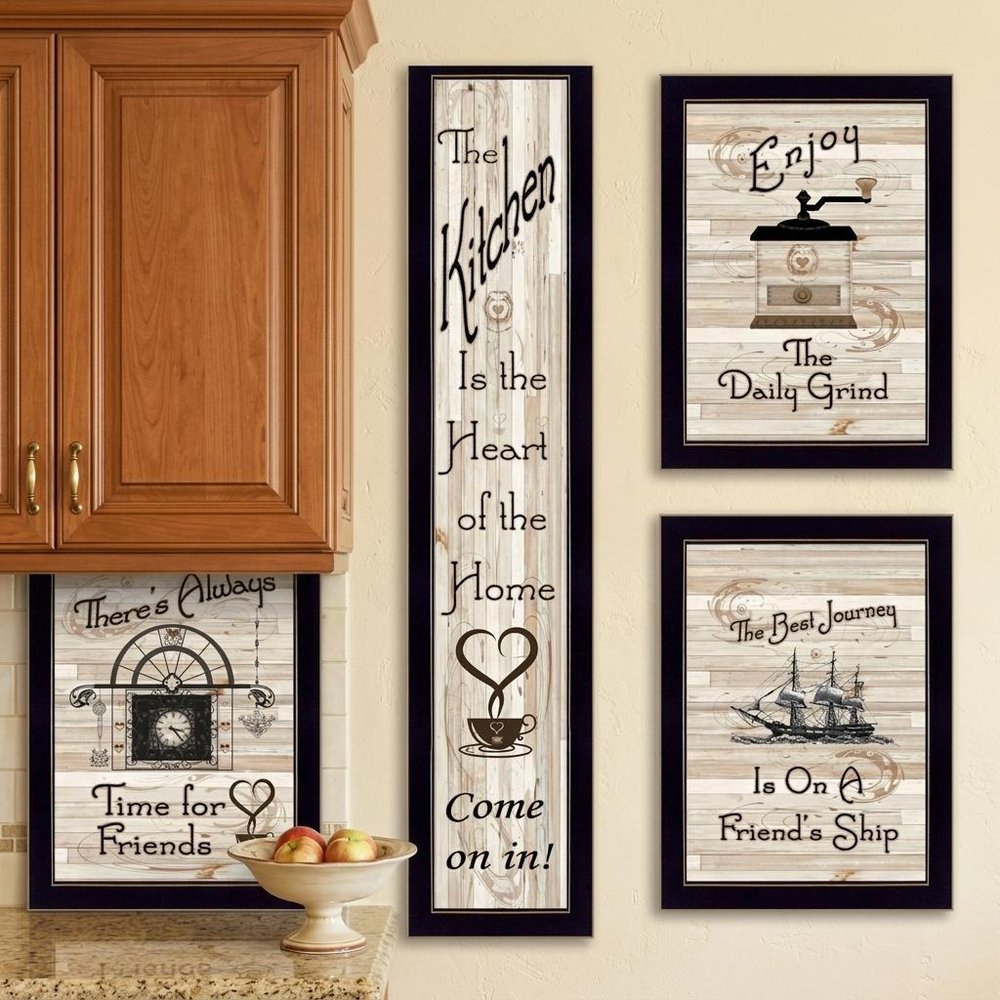 Set Of Five Kitchen Friendship 2 Black Framed Print Kitchen Wall Art