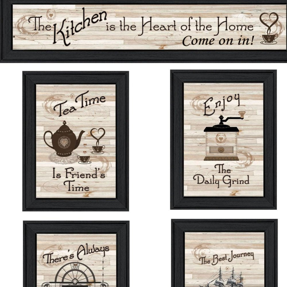 Set Of Five Kitchen Friendship Collection II 2 Black Framed Print Kitchen Wall Art