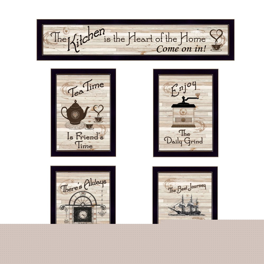 Set Of Five Kitchen Friendship Collection II 2 Black Framed Print Kitchen Wall Art