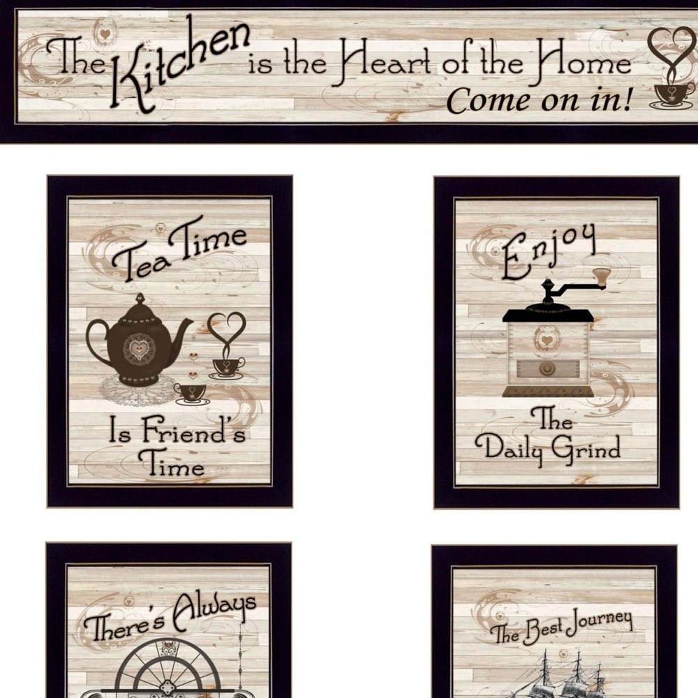 Set Of Five Kitchen Friendship Collection II 2 Black Framed Print Kitchen Wall Art