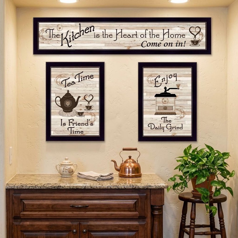 Set Of Five Kitchen Friendship Collection II 2 Black Framed Print Kitchen Wall Art