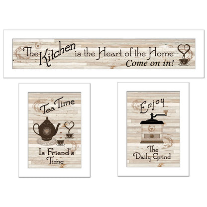 Set Of Three Kitchen Friendship Collection III 2 White Framed Print Kitchen Wall Art