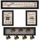Set Of Four Kitchen Collection VI with Seven Peg Mug Rack 3 Black Framed Wall Art