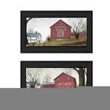 Set Of Two Antique Barn and Quilt Barn Black Framed Print Wall Art