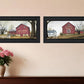 Set Of Two Antique Barn and Quilt Barn Black Framed Print Wall Art