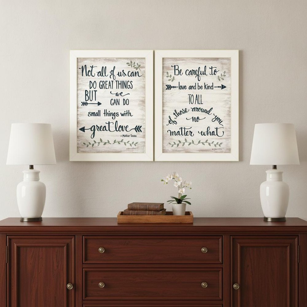 Set Of Two Great Love 2 White Framed Print Wall Art