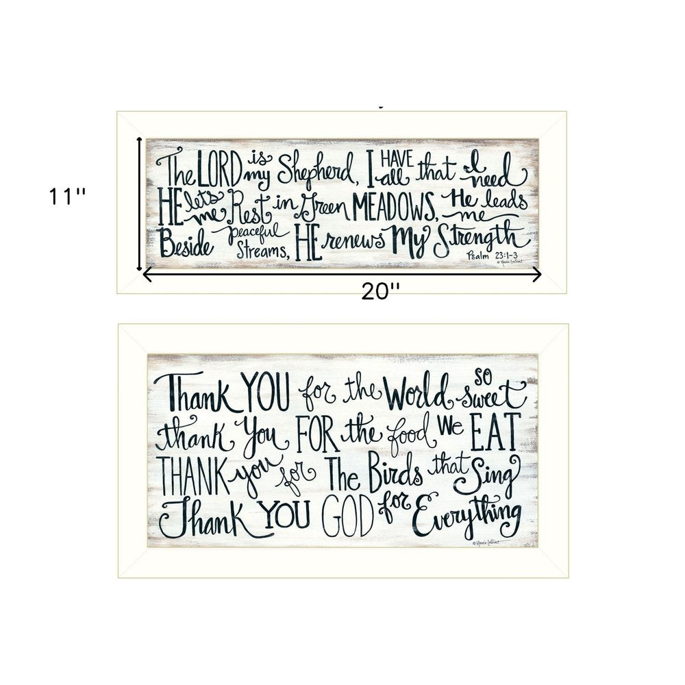 Set Of Two Thank You Lord 1 White Framed Print Wall Art