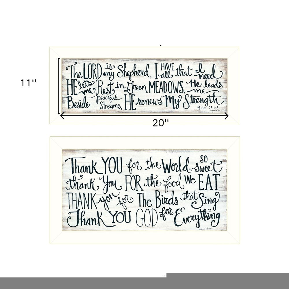 Set Of Two Thank You Lord 1 White Framed Print Wall Art