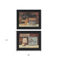 Set Of Two Hot Bath or Clean Towels Black Framed Print Bathroom Wall Art