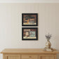 Set Of Two Hot Bath or Clean Towels Black Framed Print Bathroom Wall Art