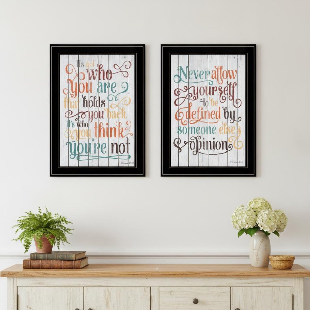 Set Of Two Who You Think 2 Black Framed Print Wall Art