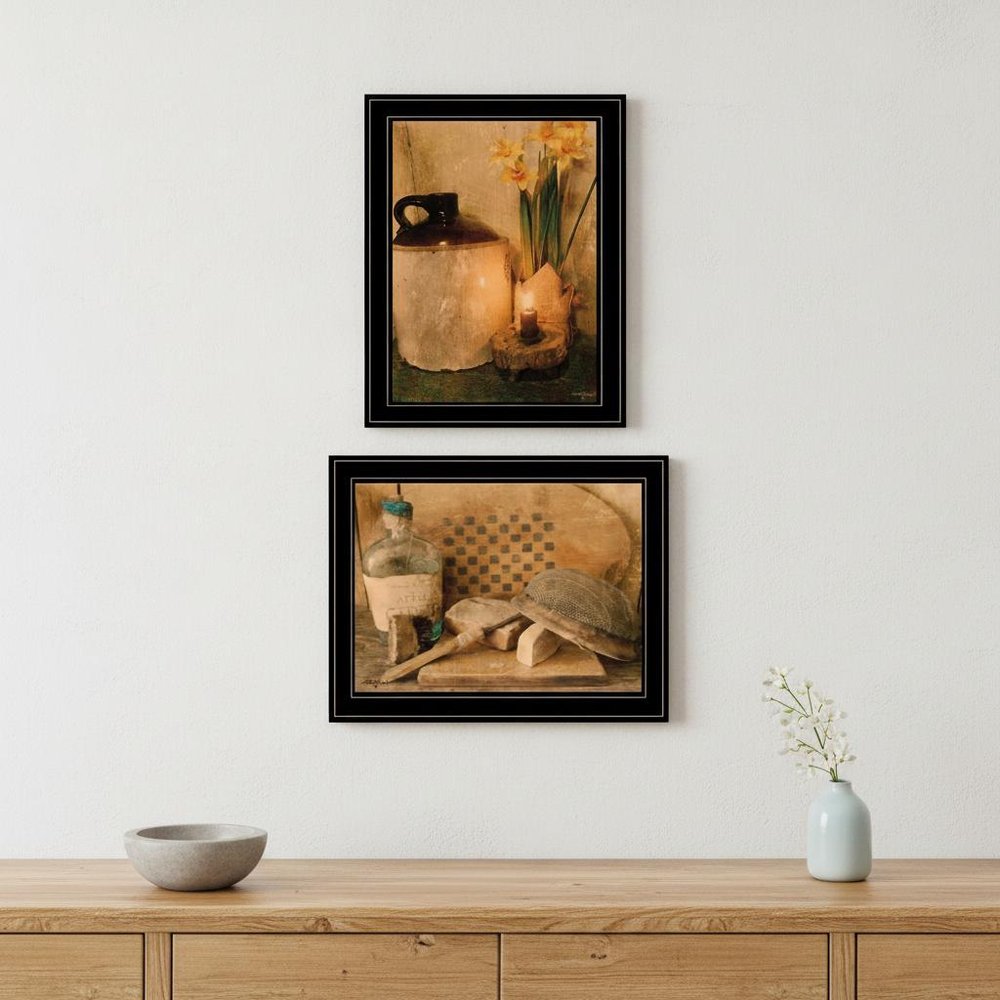Set Of Two Daffodils and Cider 2 Black Framed Print Bathroom Wall Art