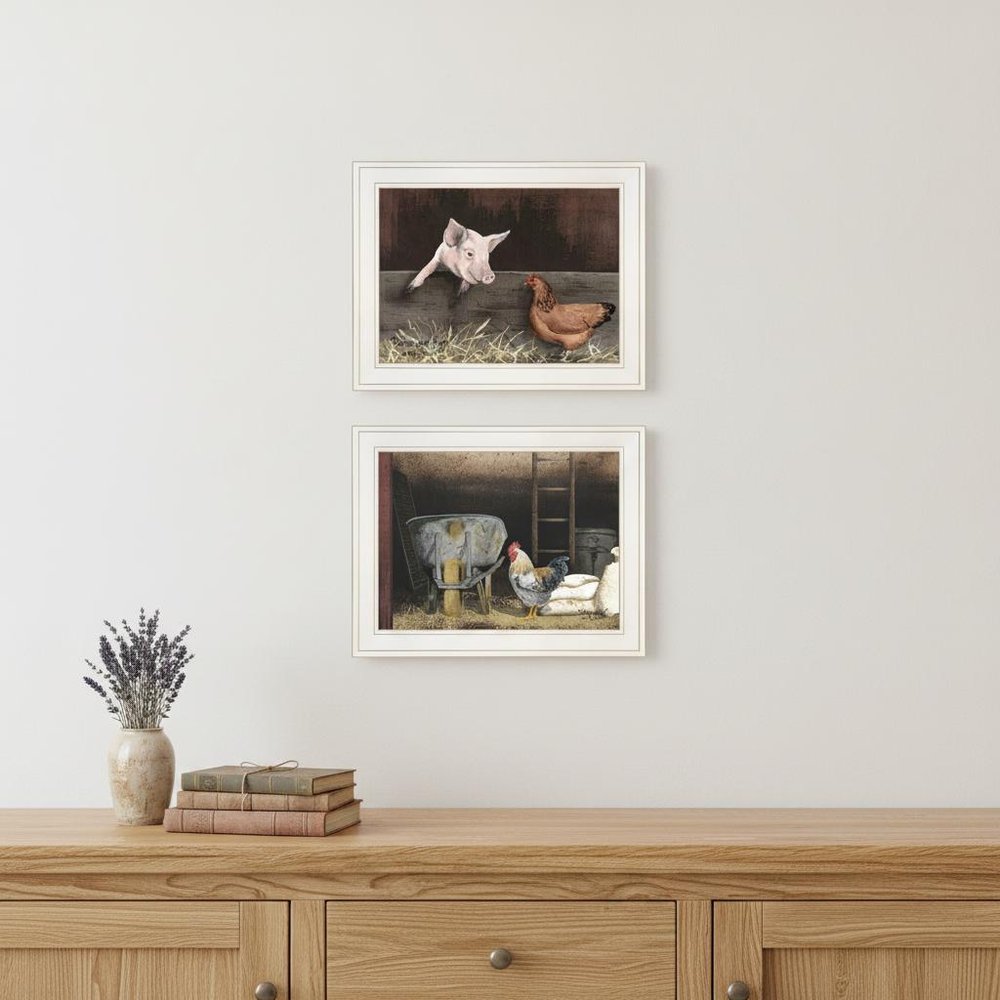Set Of Two Bacon and Eggs 1 White Framed Print Wall Art