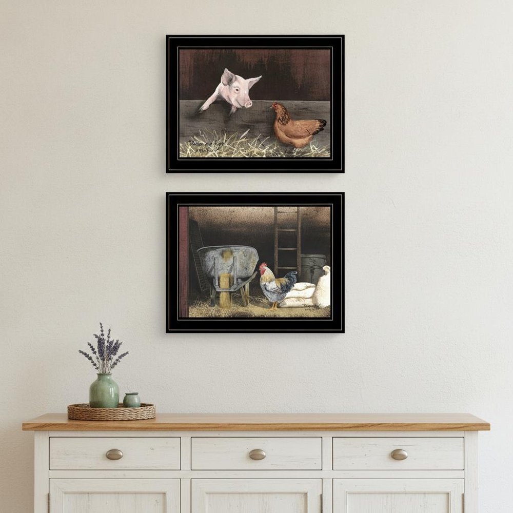Set Of Two Bacon and Eggs 2 Black Framed Print Wall Art