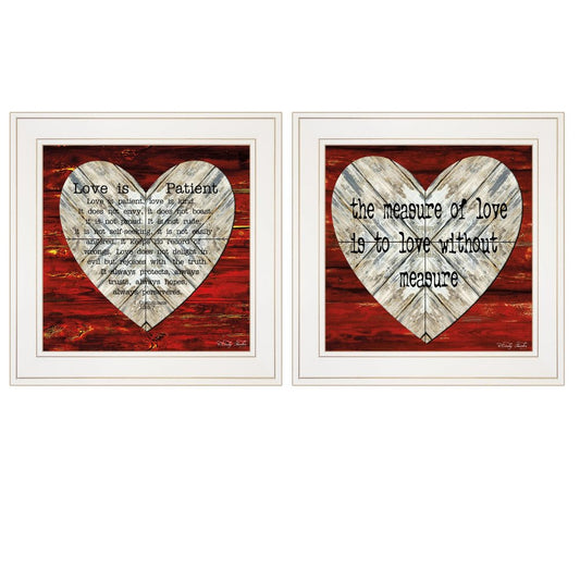 Set Of Two Love is Patient or Measure 1 White Framed Print Wall Art