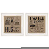 Set Of Two Hugs or Forever 1 White Framed Print Wall Art