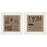 Set Of Two Hugs or Forever 1 White Framed Print Wall Art