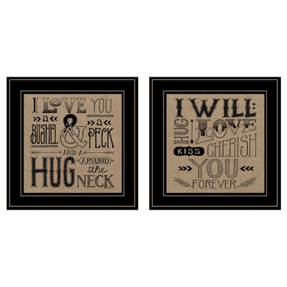 Set Of Two Hugs or Forever 2 Black Framed Print Wall Art