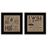 Set Of Two Hugs or Forever 2 Black Framed Print Wall Art